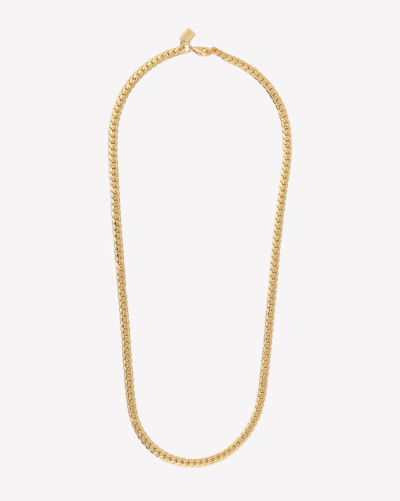 Front of a size O/S Oslo Curb Chain Necklace in Gold in Gold by CRYSTAL HAZE. | dia_product_style_image_id:331536